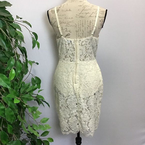 Fashion Nova- Cream Lace Bodysuit Dress, size L - Picture 4 of 11